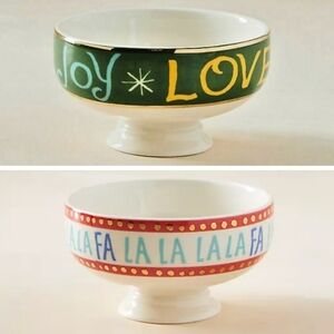 Anthropologie Danielle Kroll Making Spirits Bright And Fa La La La Nut Bowls